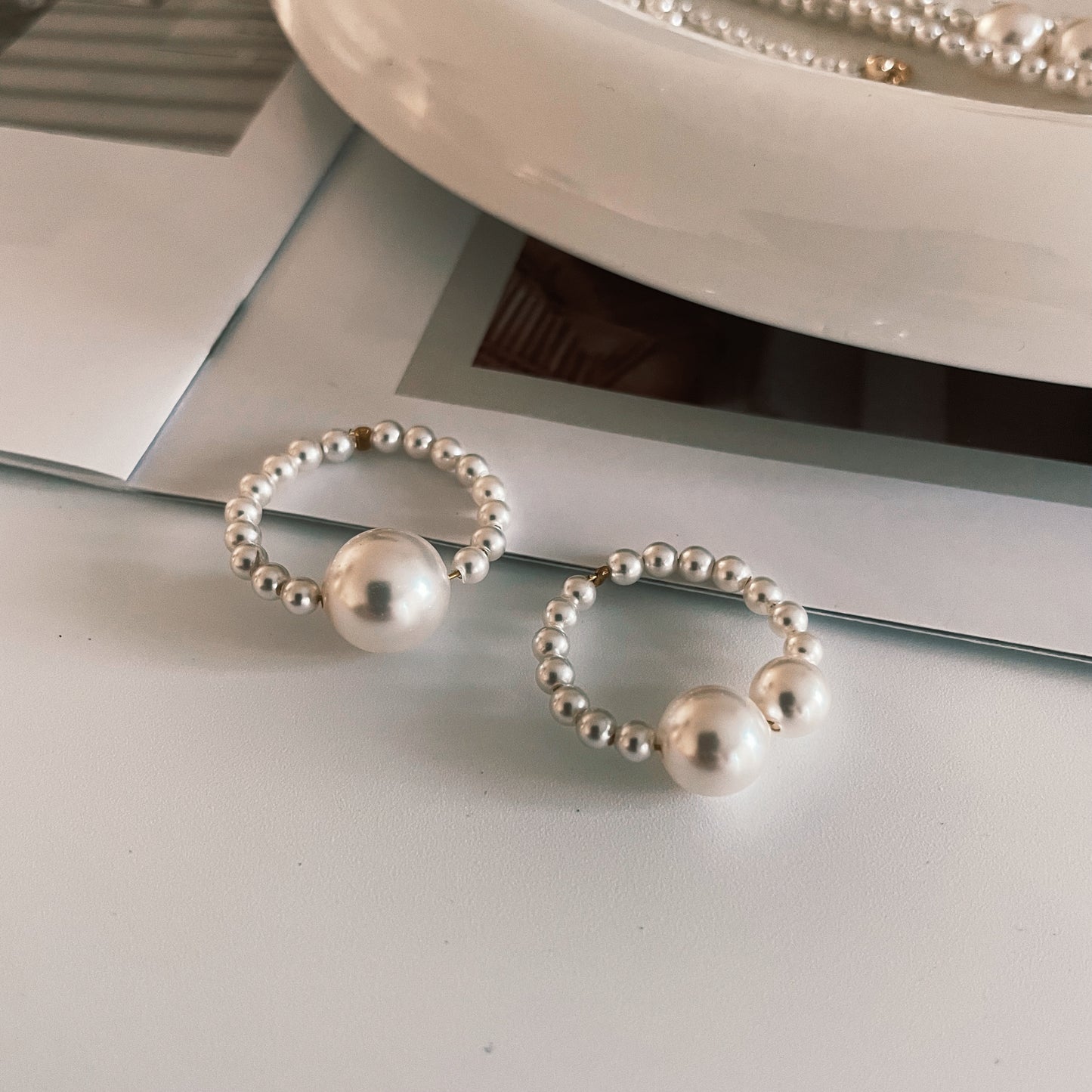 Enchanted Glow Glass Pearls Ring